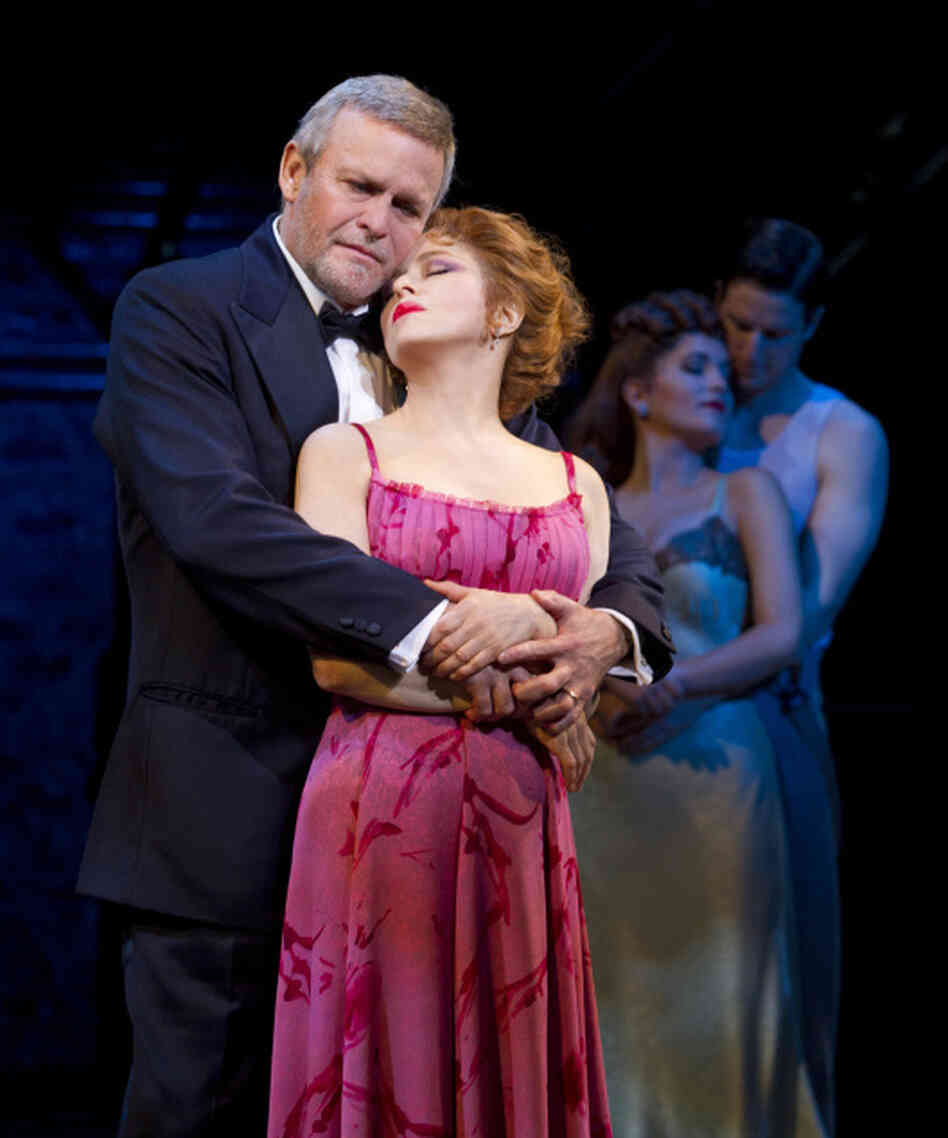 Now and then: Ron Raines and Bernadette Peters sing passionately of a less cynical time, while their younger selves (Lora Lee Gayer and Nick Verina) hover in the half-light. Now and then: Ron Raines and Bernadette Peters sing passionately of a less cynical time, while their younger selves (Lora Lee Gayer and Nick Verina) hover in the half-light.