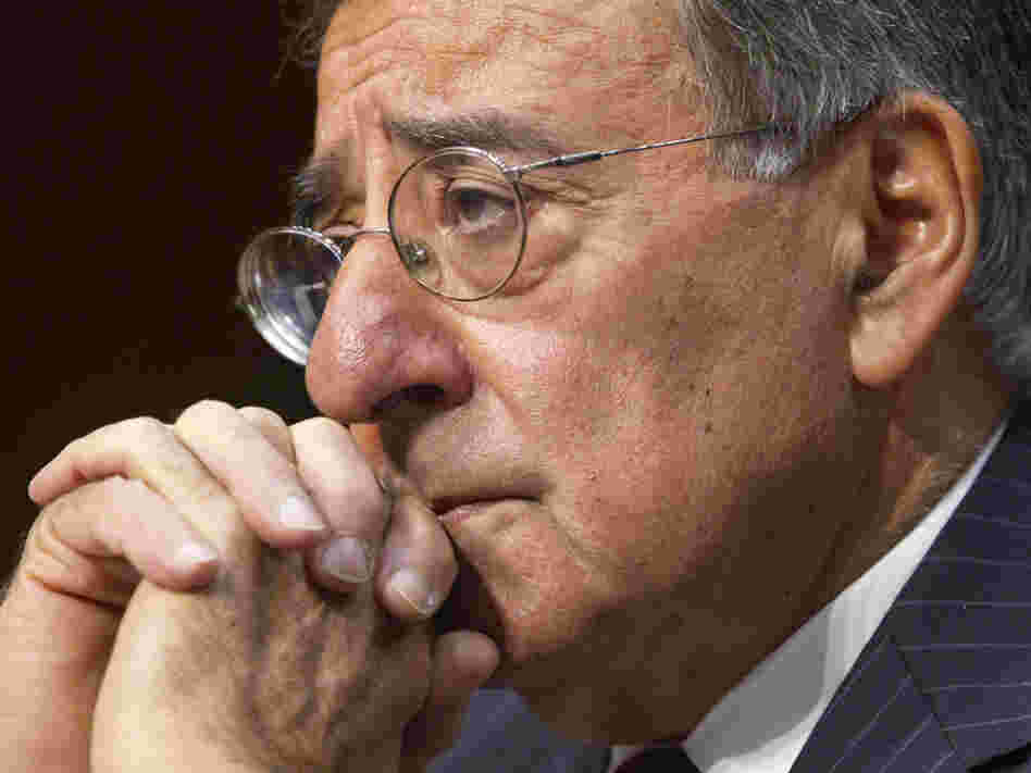 Defense Secretary Leon Panetta testifies on Capitol Hill on Nov. 15. He said the proposed cuts to the Pentagon budget would lead to a hollow force.
