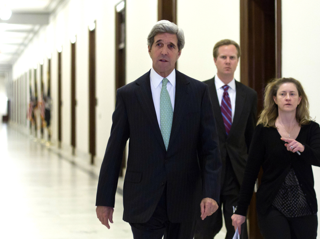 Supercommittee member Sen. John Kerry, D-Mass., prepares Monday to speak with reporters in Washington as the deficit reduction panel's mandate ends in failure.