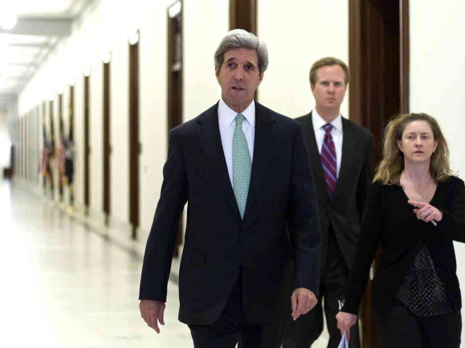 Supercommittee member Sen. John Kerry, D-Mass., prepares Monday to speak with reporters in Washington as the deficit reduction panel's mandate ends in failure.