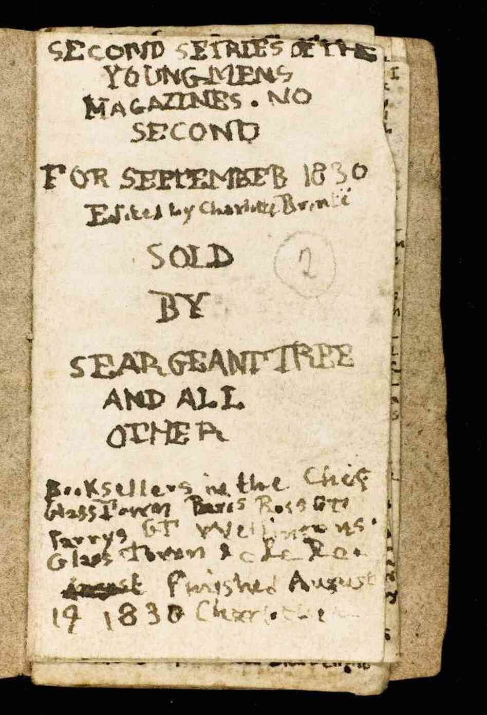 A detail from "The Young Mens Magazine," a manuscript created by the Bronte sisters for their imaginary world.