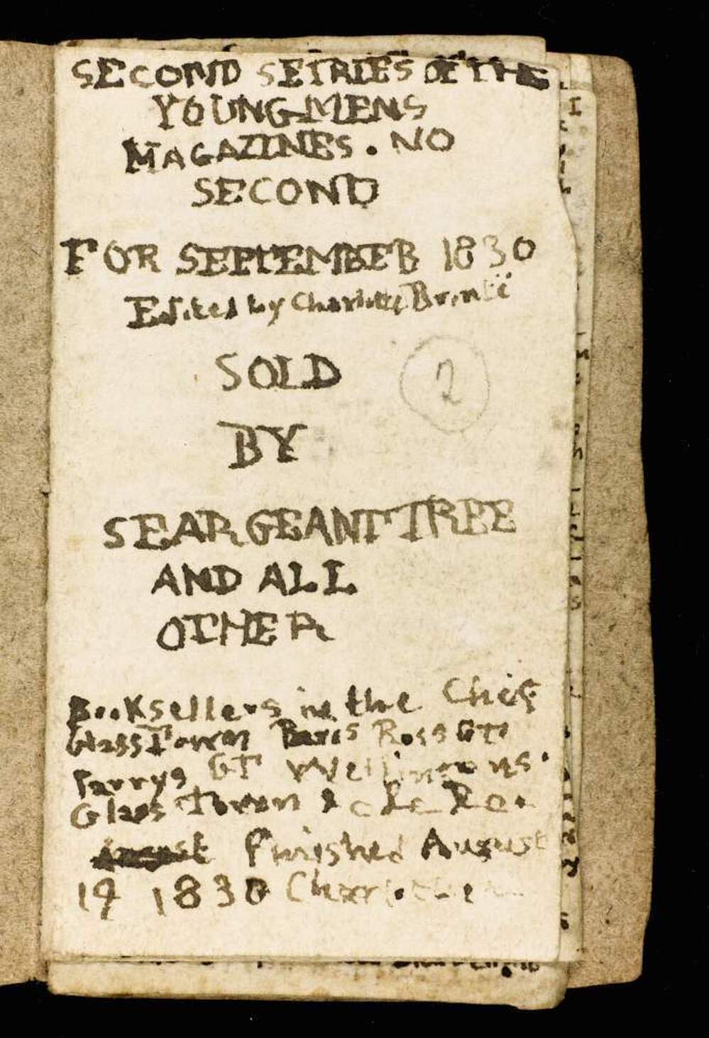 A detail from "The Young Mens Magazine," a manuscript created by the Bronte sisters for their imaginary world.