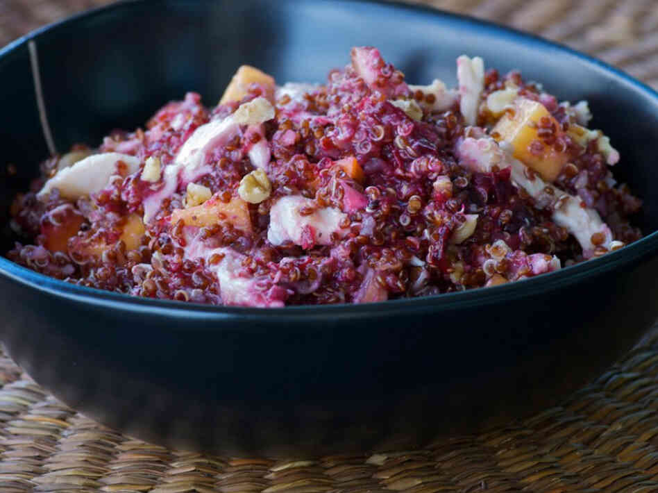 Turkey, Quinoa And Persimmon Salad With Warm Cranberry-Maple Dressing