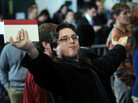 A protester shouts during a speech by President Obama today in Manchester, N.H. A protester shouts during a speech by President Obama today in Manchester, N.H.