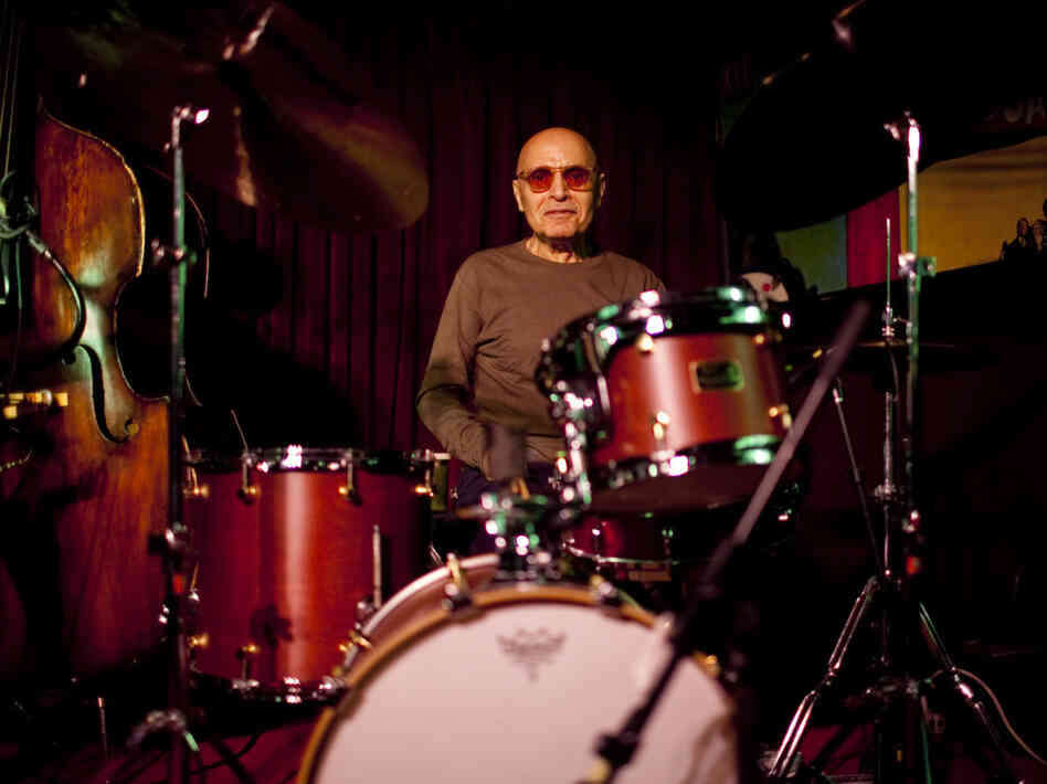 Paul Motian at the Village Vanguard in May 2011, on a night he performed with saxophonist Mark Turner.