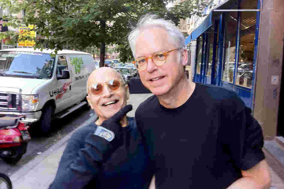 Paul Motian and Bill Frisell, after an espresso.