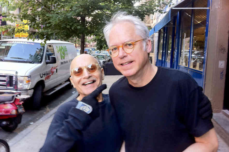 Paul Motian and Bill Frisell, after an espresso.