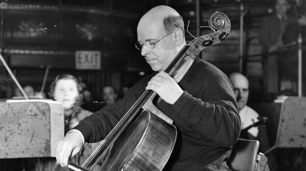 Spanish musician and composer Pablo Casals, playing the cello in 1936.