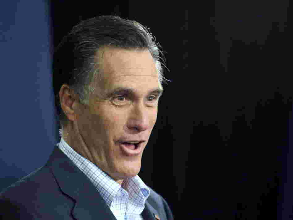 Former Massachusetts Gov. Mitt Romney speaks to a group of workers at Nationwide Insurance Company, Nov. 23, 2011, in Des Moines. A new poll suggests his religion could be an obstacle in the GOP primary.