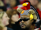 With five of Thursday's six teams owning winning records, the NFL's 2011 Thanksgiving Day games are creating some anticipation. In Atlanta, a fan got into the holiday spirit last week, wearing a turkey/referee hat. With five of Thursday's six teams owning winning records, the NFL's 2011 Thanksgiving Day games are creating some anticipation. In Atlanta, a fan got into the holiday spirit last week, wearing a turkey/referee hat.