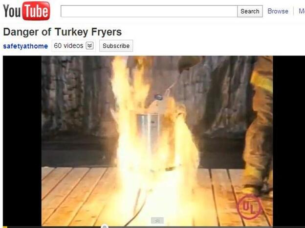 Frozen turkey hot oil = big problem.