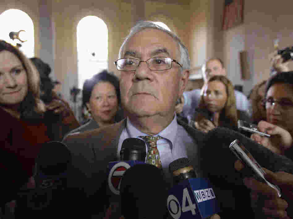 Massachusetts Rep. Barney Frank, amid journalists in Newton, Mass., after announcing Monday he won't seek reelection next year. Massachusetts Rep. Barney Frank, amid journalists in Newton, Mass., after announcing Monday he won't seek reelection next year.