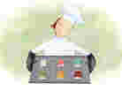 Illustration: Chef holds a tray of freshly baked books. Illustration: Chef holds a tray of freshly baked books.