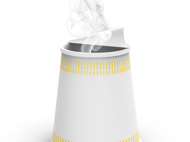 Illustration of a redesigned cup of instant soup, based on Greenlagh's design.