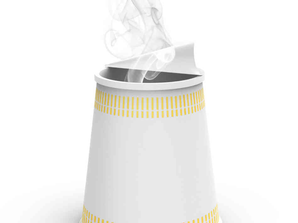 Illustration of a redesigned cup of instant soup, based on Greenlagh's design.