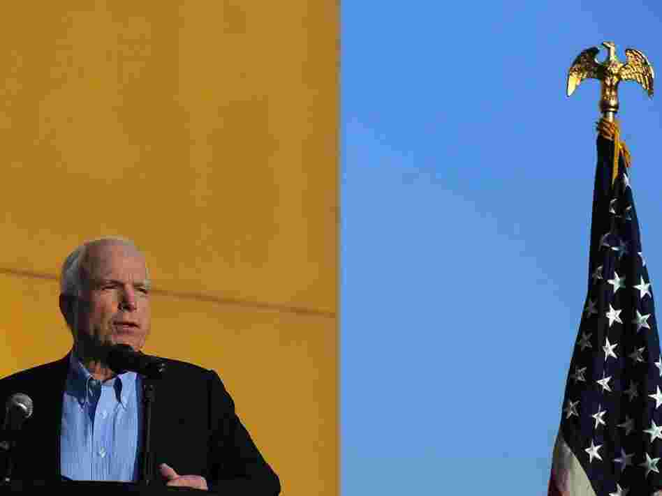 Sen. John McCain speaks at a  Veterans Day ceremony at the U.S. Embassy in Kabul last year.