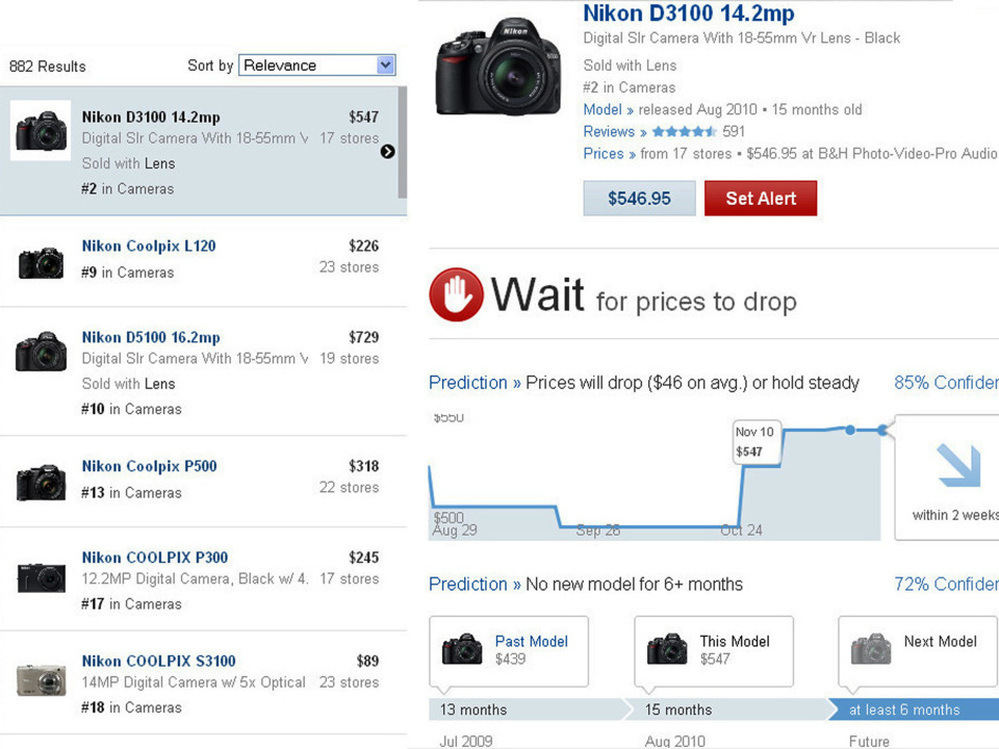 Because of the ability to cheaply process terabytes of information, companies can analyze all kinds of things that weren't possible before, like Decide.com's price prediction tool that exposes the surprising volatility of consumer electronic prices.