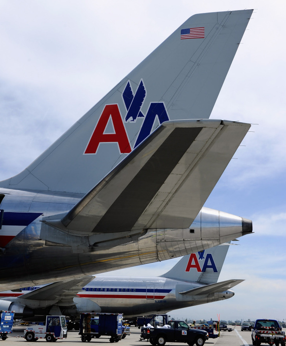 American Airlines jets at Los Angeles International Airport.