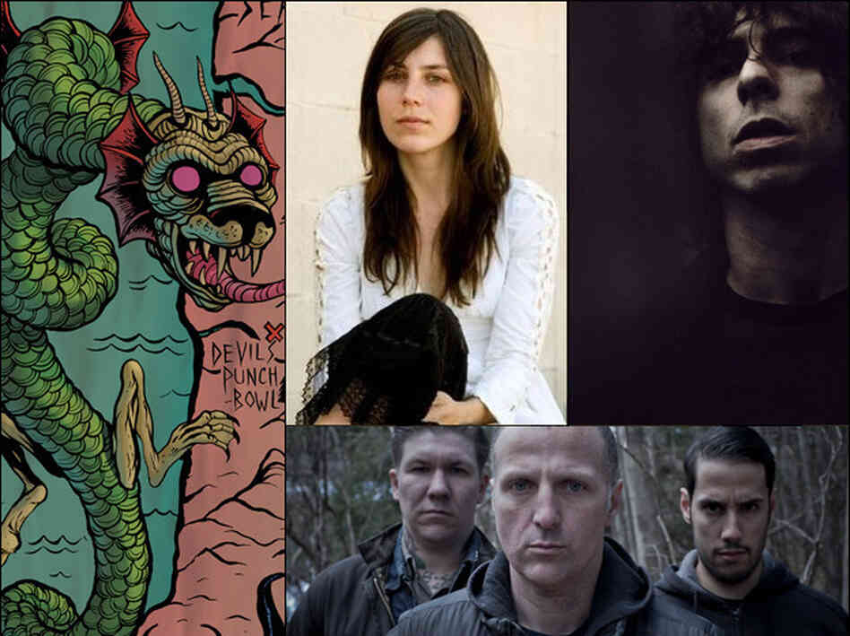 Clockwise from top left: Artwork from Witch Mountain's South of Salem, Julia Holter, The Psychic Paramount, Tombs. Clockwise from top left: Artwork from Witch Mountain's South of Salem, Julia Holter, The Psychic Paramount, Tombs.