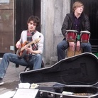 A local street band busks in Galway. A local street band busks in Galway.