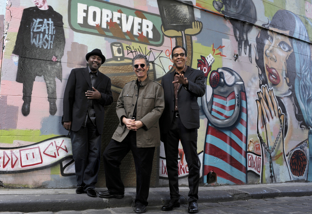 Chick Corea (center) won two Grammy Award nominations for his album Forever, a collaboration with Lenny White (left) and Stanley Clarke.