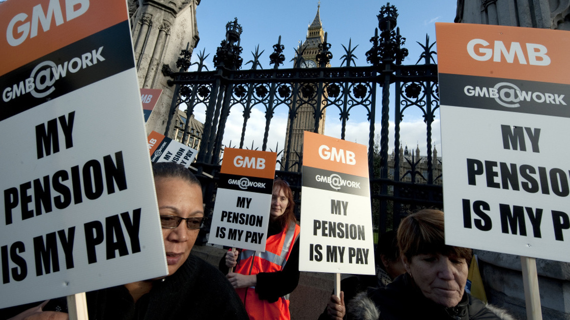 Demonstrators in London marched outside the Houses of Parliament  on Wednesday to protest against pension cuts. The issue has stirred demonstrations in many parts of Europe and the U.S. 