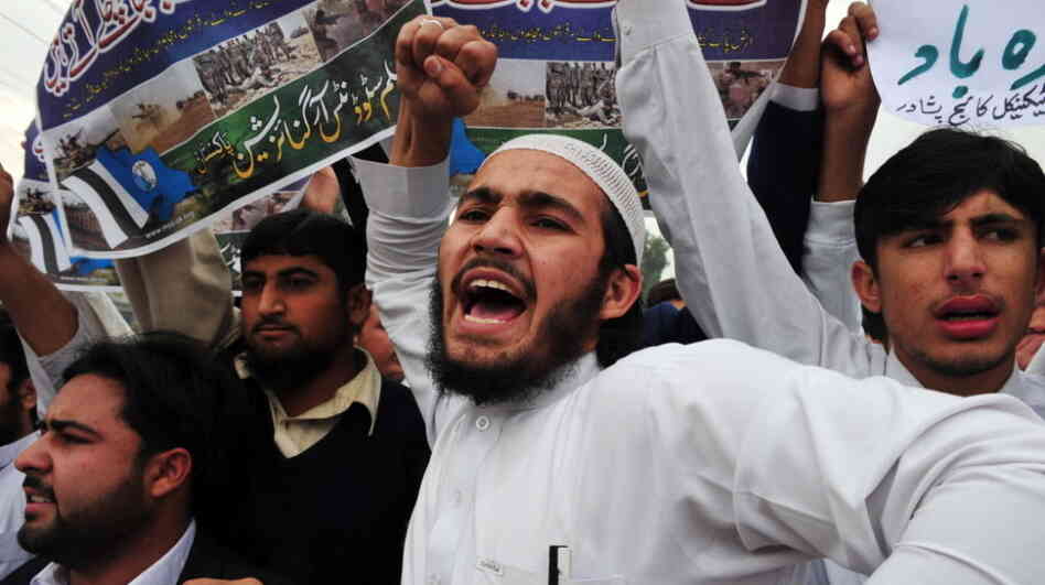 The airstrikes that killed 24 Pakistani soldiers have sparked protests. In Peshawar, Pakistan, on Thursday students shouted anti-U.S. slogans.