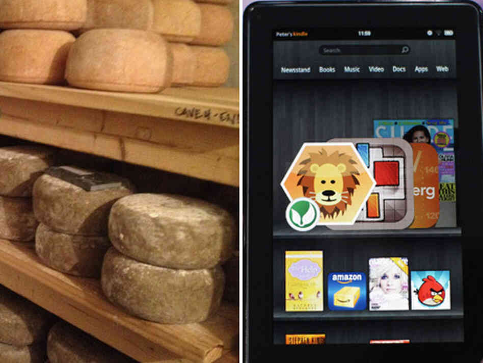 Cheese and a Kindle Fire. Cheese and a Kindle Fire.