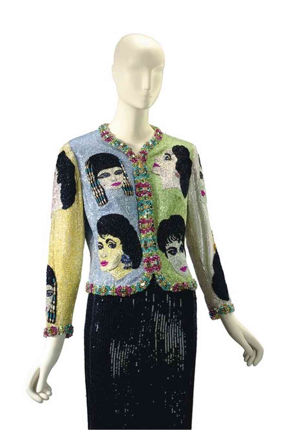 A beaded Versace evening jacket, so unique that it comes with a title: The Face.