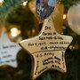Ornaments made to honor loved ones decorate the Gold Star Families Tree. 
