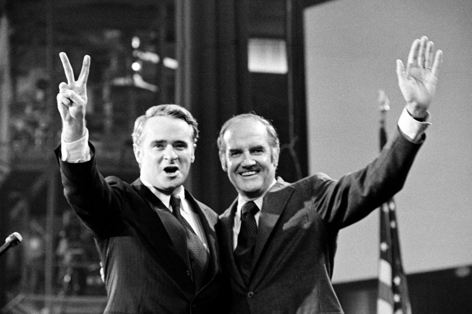McGovern, the presidential candidate, stands with Sen.Thomas F. Eagleton, the vice presidential nominee, at the Democratic National Convention in Miami Beach, Fla.,1972.