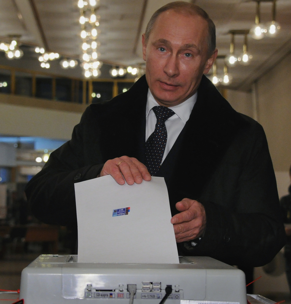Russian Prime Minister Vladimir Putin as he voted in Moscow on Sunday (Dec. 4, 2011).