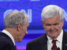 A civil moment that belied the bad vibes between Rep. Ron Paul and Newt Gingrich, Nov. 22, 2011. A civil moment that belied the bad vibes between Rep. Ron Paul and Newt Gingrich, Nov. 22, 2011.