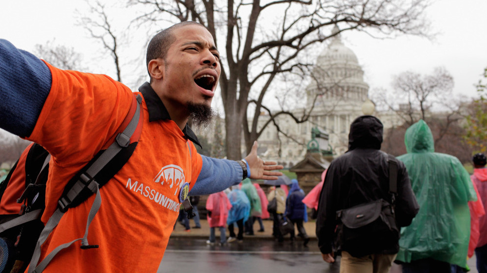 Hundreds of demonstrators marched Tuesday on Capitol Hill to occupy the offices of their members of Congress during the "Take Back the Capitol" protest. On Wednesday, they plan to target K Street. 