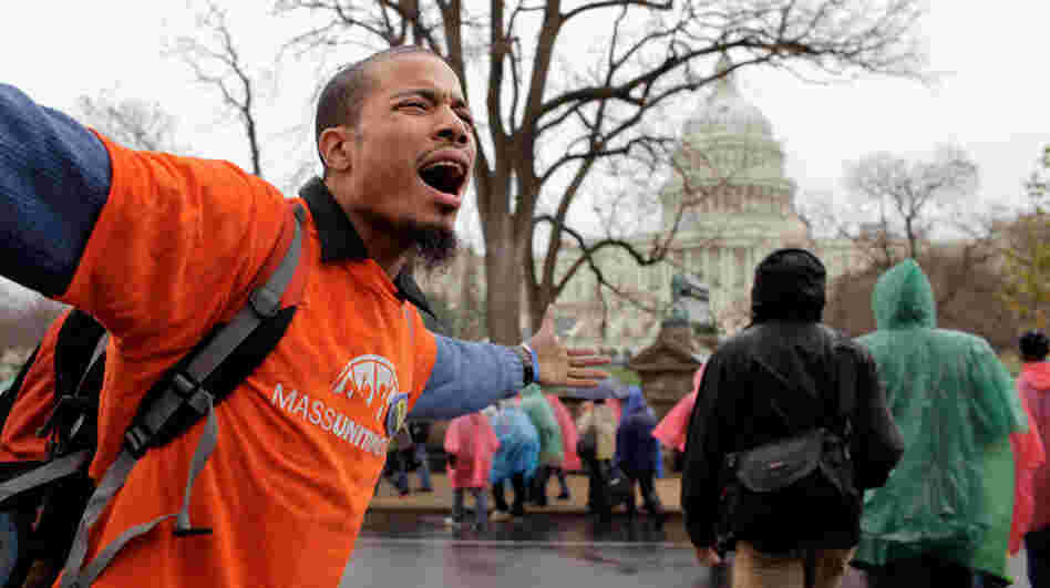 Hundreds of demonstrators marched Tuesday on Capitol Hill to occupy the offices of their members of Congress during the "Take Back the Capitol" protest. On Wednesday, they plan to target K Street. 
