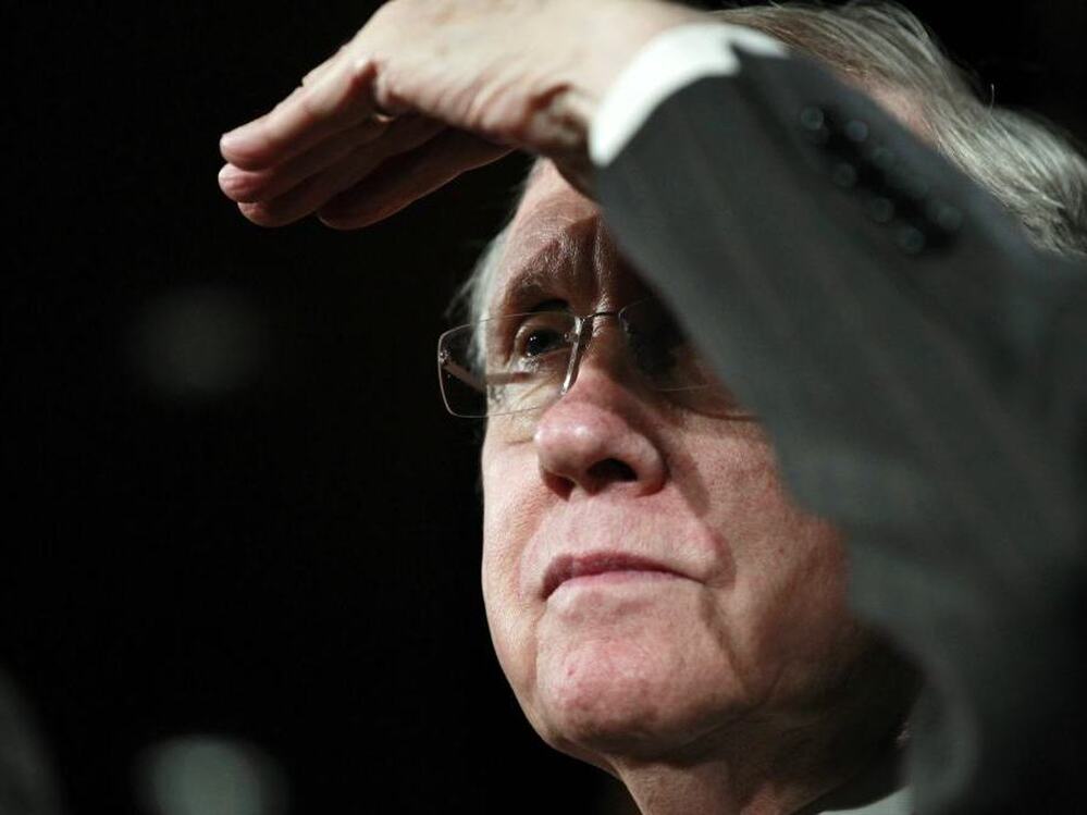 Senate Majority Leader Harry Reid, (D-NV) during a news conference on a payroll tax cut compromise.
