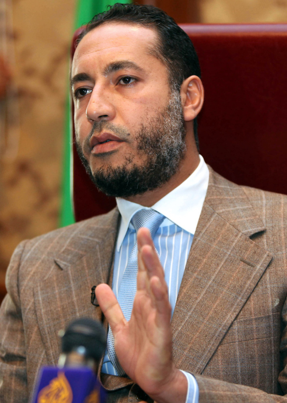 Saadi Gadhafi at January 2010 news conference in Tripoli.