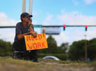 Stephen Greene works a street corner hoping to land a job as a laborer or carpenter on June 3, 2011 in Pompano Beach, Florida. Stephen Greene works a street corner hoping to land a job as a laborer or carpenter on June 3, 2011 in Pompano Beach, Florida.