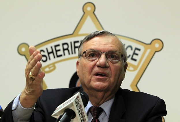 Maricopa County Sheriff Joe Arpaio discusses the latest in the document release on his office's handling of many sexual assault cases over the years in El Mirage, Ariz., during a news conference Monday.