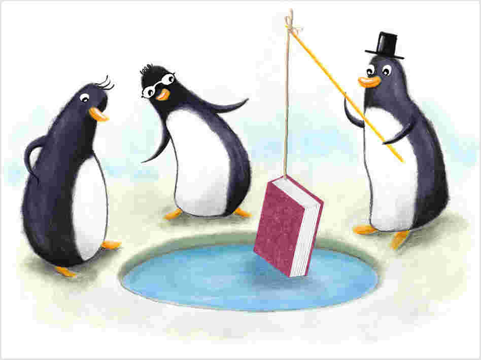 Illustrations: Penguins ice fish for books. Illustrations: Penguins ice fish for books.