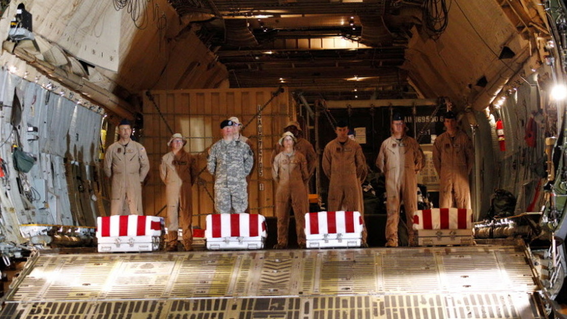 June 8, 2011: The coffins of four U.S. soldiers killed in Iraq arrive at Dover Air Force Base.