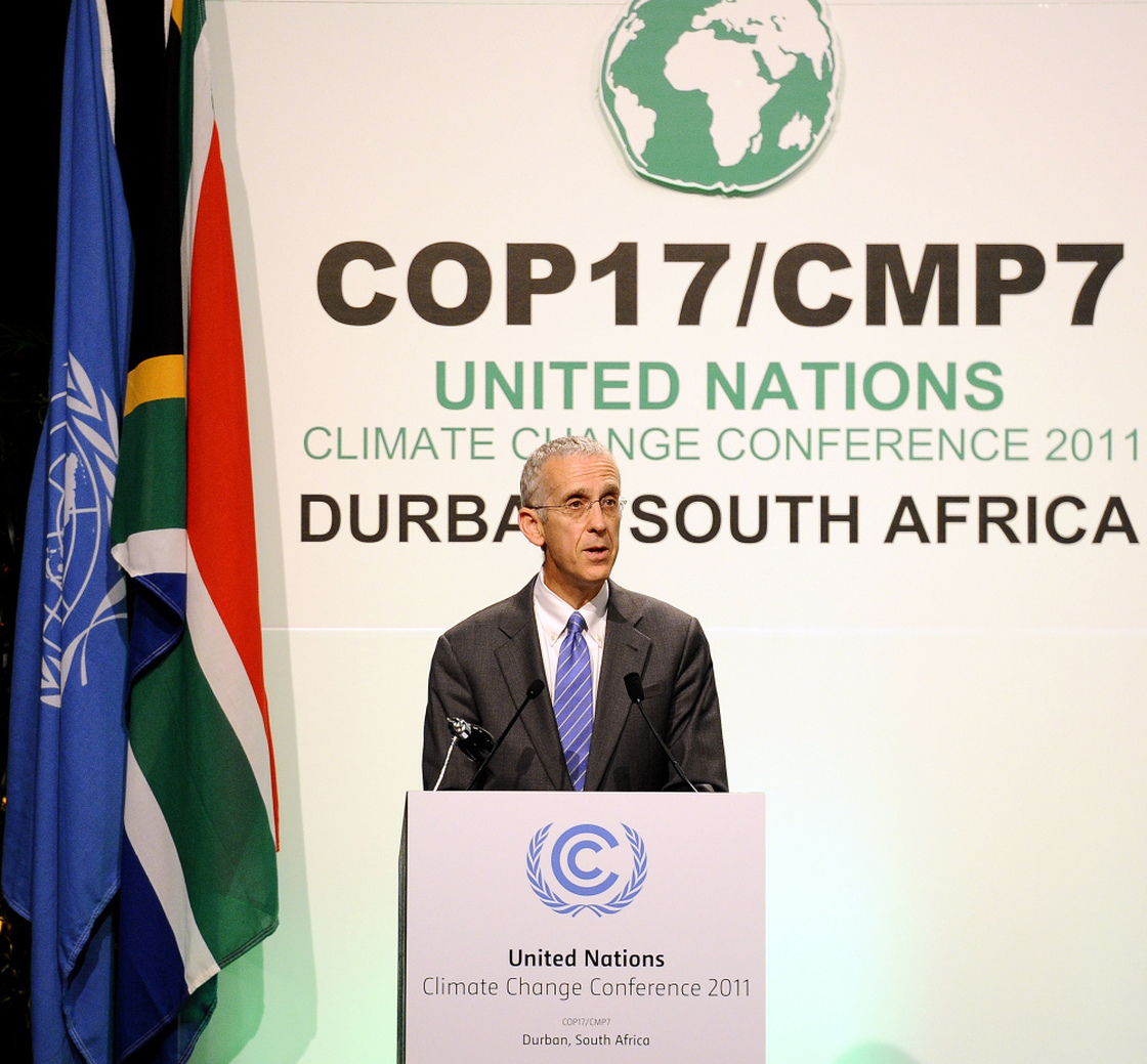 U.S. envoy Todd Stern delivers a speech on Thursday in Durban, South Africa, during the U.N. Climate Change Conference. 