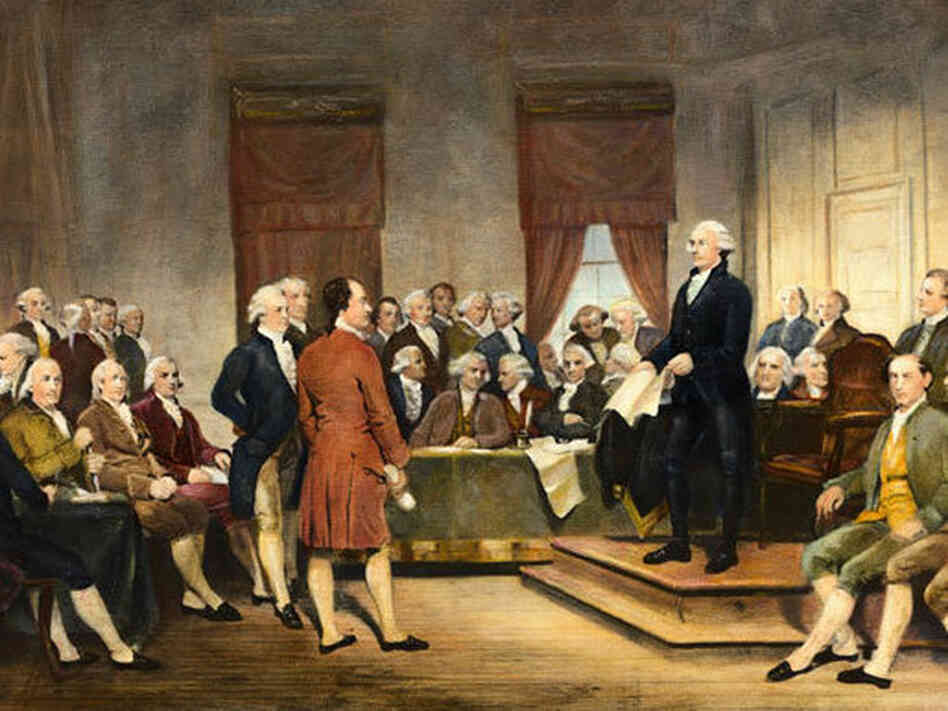 Junius Brutus Stearns' 1856 painting George Washington Addressing the Constitutional Convention. 