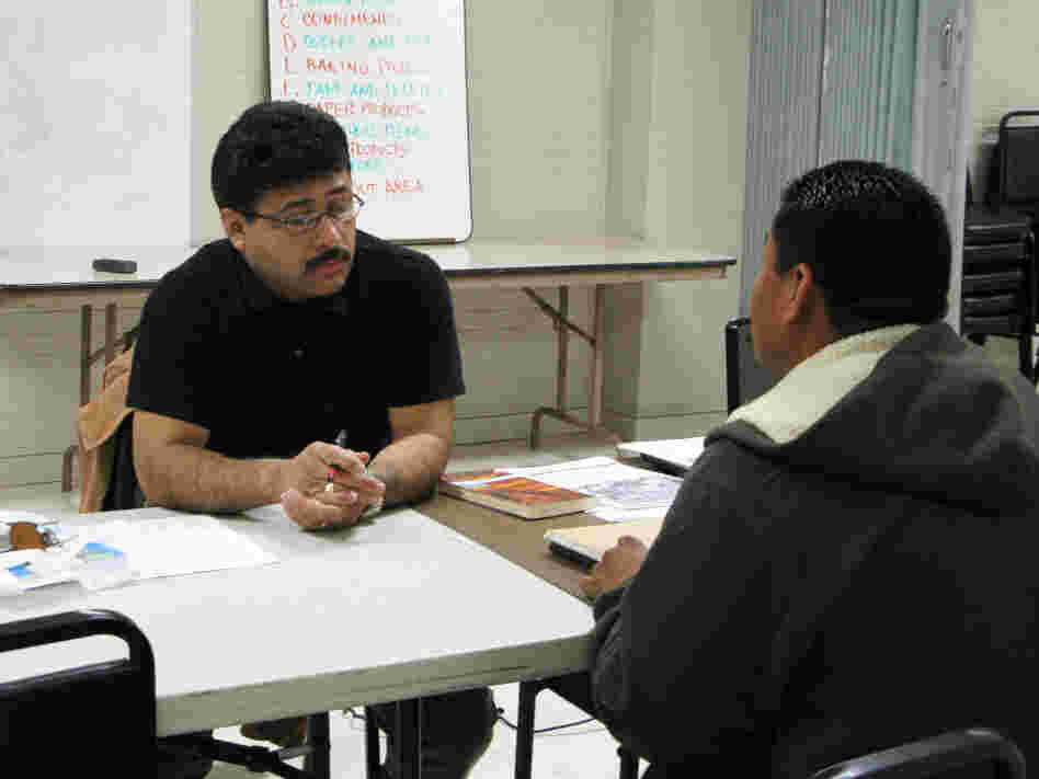 Methodist Pastor Oscar Ramos conducts English classes for Latino immigrants in New Orleans. The majority of the immigrants say they arrived after Katrina to work in construction and intend to stay.