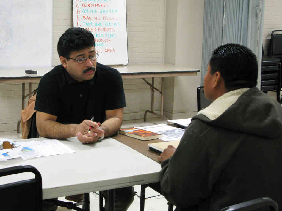 Methodist Pastor Oscar Ramos conducts English classes for Latino immigrants in New Orleans. The majority of the immigrants say they arrived after Katrina to work in construction and intend to stay.