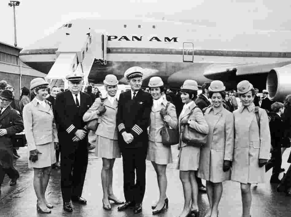 The aircrew of the first commercial flight of the Boeing 747 from New York to London for Pan American. 