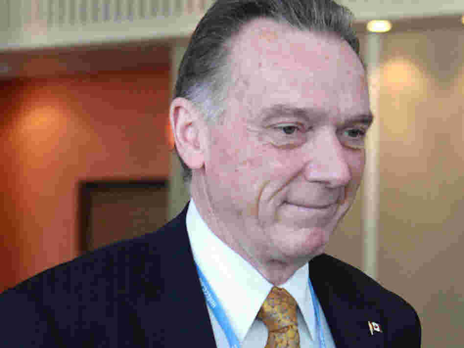 Canadian Environmental Affairs Minister Peter Kent leaves a closed-door meeting on the final day of negotiations of the United Nations Framework Convention on Climate Change (UNFCCC) in Durban on Saturday.