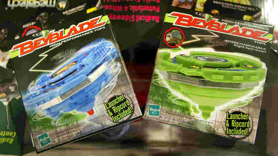 The hot holiday gift Beyblades are seen in the FAO Schwarz store in New York City.