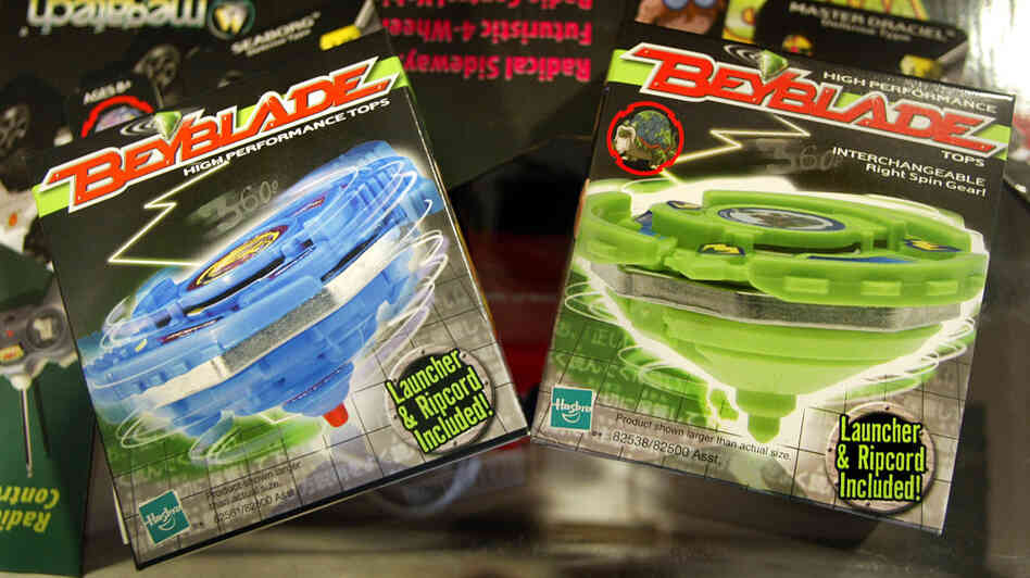 The hot holiday gift Beyblades are seen in the FAO Schwarz store in New York City.