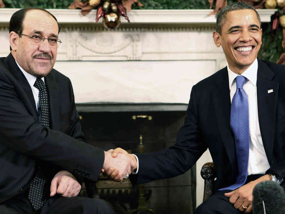 Iraqi Prime Minister Nouri al-Maliki shook hands with President Obama in the Oval Office at the White House earlier today (Dec. 12, 2011).